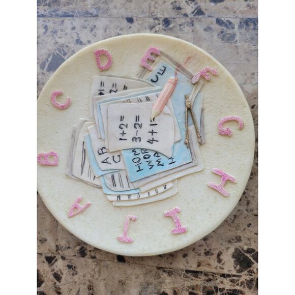 Vintage Popular Imports 3D ABC or School Days Small Plate Dated 1996 - Picture 1 of 4